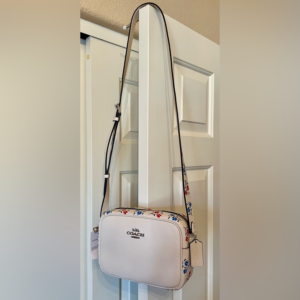 Coach JAMIE CAMERA BAG WITH FLORAL PRINT Chalk Color New with Tags Retail $499